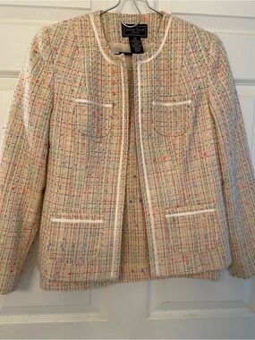 Laura Scott Tailored Tweed matching set Mini Skirt & Jacket size 4P pastel color
